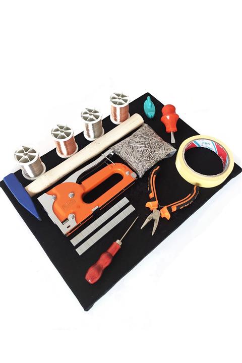 TUĞRA TABLO Filografi Zımba Makineli Kumaş Kaplı Tahta Vav Kalıp Full Set