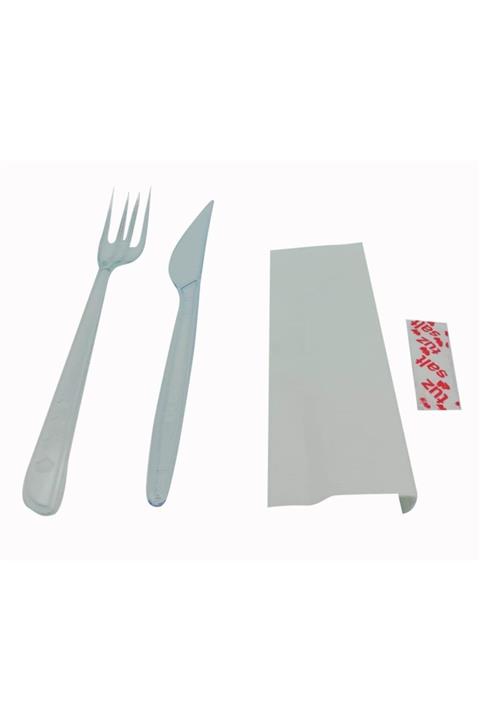 1001 Ambalaj Yemek Seti 4 Lü Ikram Seti Bıçak Çatal Tuz Peçete 50 Adet (d1d1)