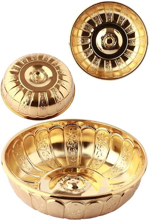 BİTERSE Nostaljik Osmanlı Hanedan Demir Hamam Tası Altın Sarı Renk 20 Cm