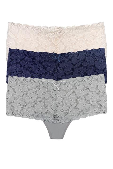 Alaturka Sensu Kadın Full Dantelli Şort 3 Lü Külot Paket Set