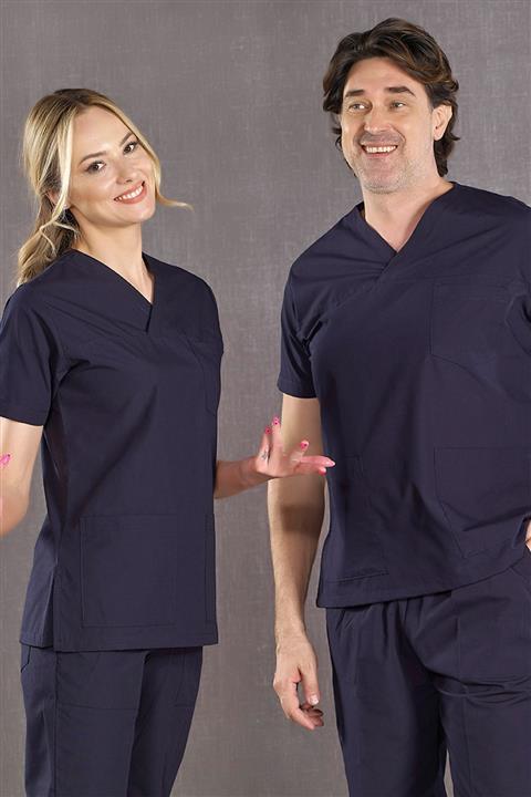 ÇİZGİ MEDİKAL Lacivert Cerrahi Takım- Ince Kumaş Hemşire Forması Medikal Forma Doktor Önlüğü