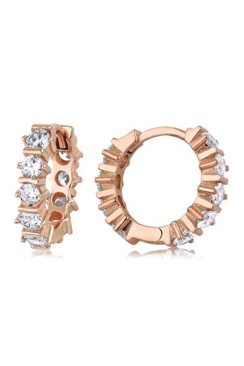 Mai Silver Kadın 925 Tırtıklı Beyaz Taşlı Küpe