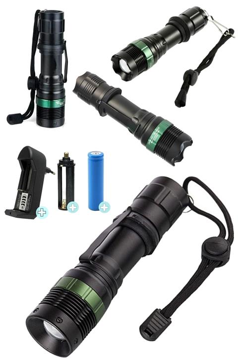 yopigo Ga-037 Ultra Güçlü 3 Modlu Metal Şarjlı El Feneri 3000 Lumens Q5 + Şarjlı Pil