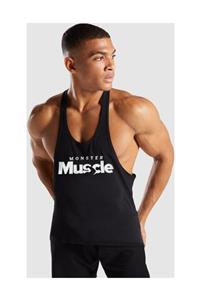 Ghedto Erkek Siyah Monster Muscle Gym Fitness Tank Top Sporcu Atleti