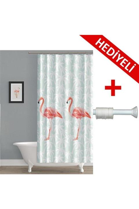 PRADO Flamingo Banyo Perdesi + Askı Hediyeli 123-200 cm