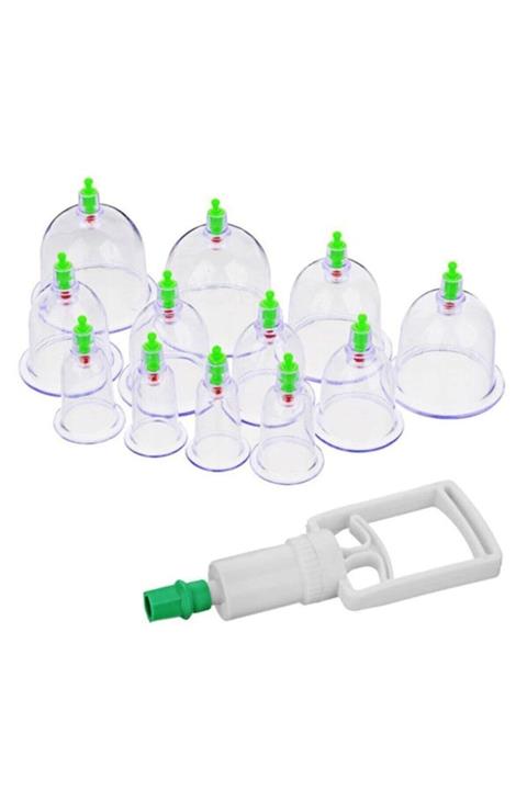 BiTon Toptan 12li Kupa Çekme Vakumlu Masaj Aleti Hacamat Seti Selülit Cihazı