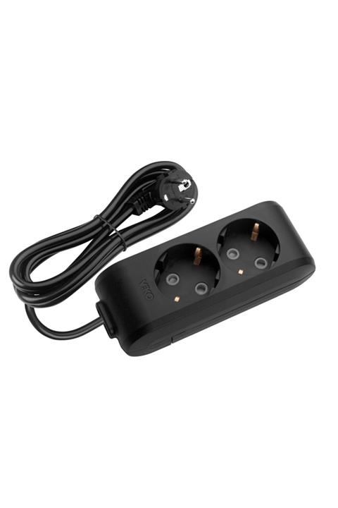 VİKO Multi-let Siyah Ikili Priz Top Kablolu 1 Mt