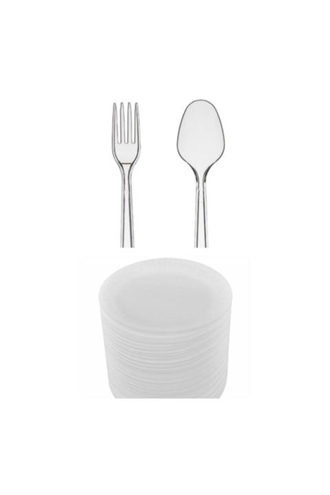 PLASTİKAP Plastik Çatal, Plastik Kaşık, Köpük Tabak 50li