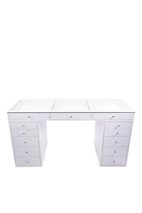 Platto Creative Works Milano Makyaj Masası Cam Tablalı 13 Çekmeceli