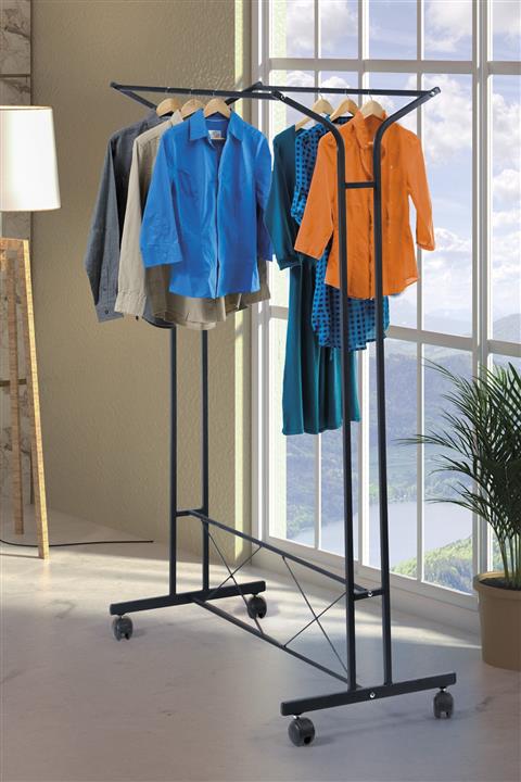 Retodesign V Konfeksiyon Ayaklı Tekerlekli Askı Siyah