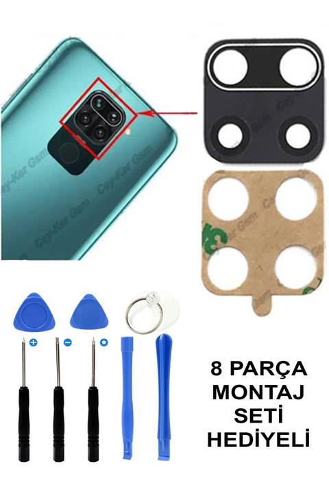 Ceykergsm Xiaomi Redmi Note 9 Pro Kamera Camı Arka Kamera Lensi + Yapıştırıcı Bant + Tamir Montaj Seti