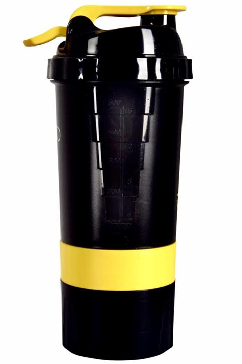 Vitargo Özel Tasarım 3 Bölmeli Siyah Shaker 500 ml