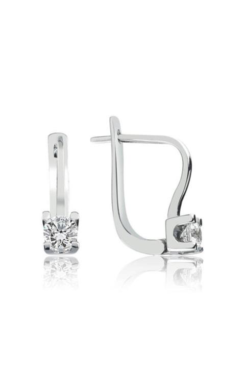 Valori Jewels 0.56 Karat Swarovski Zirkon Taşlı, Gümüş Tektaş J Küpe