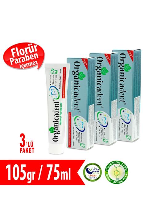 Organicadent Doğal Diş Macunu Florürsüz 75 Ml X 3 Aile Paketi