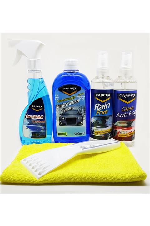 Carpex 6lı Kışlık Set Buğu Önleyici Buz Çözücü Yağmur Kaydırıcı Cam Suyu Kazıyıcı Bez