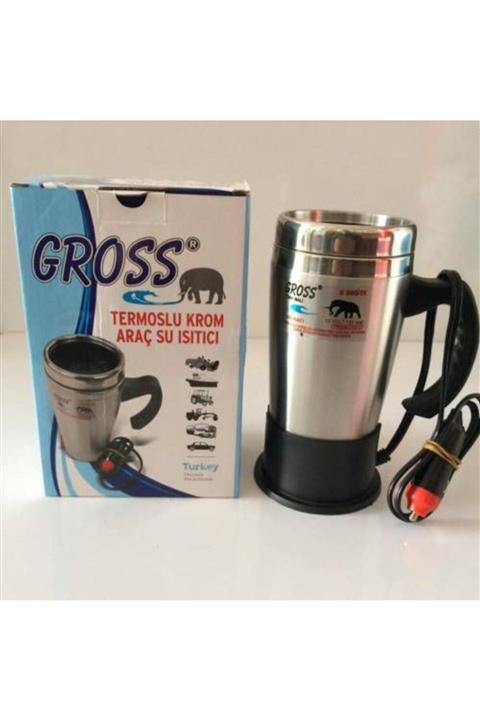 Gross 24-volt Çelik Araç Içi Oto Su Isıtıcı Kettle Çakmaklık Girişli 500ml