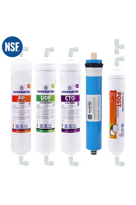 OverWater Kapalı Kasa Su Arıtma Cihazı 5 Li Inline Filtresi Seti 5 Aşamalı Vontron Membran