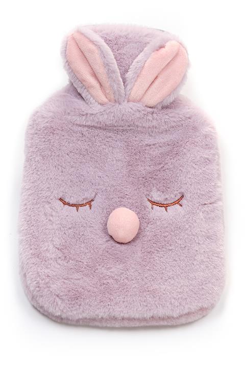 YOYOSO Sevimli Tavşan Kılıflı Sıcak Su Torbası Termofor 750 Ml 17 X 27 Cm Mor