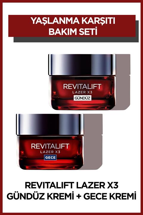 L'Oreal Paris L'Oréal Paris Revitalift Lazer X3 Yoğun Yaşlanma Karşıtı Gündüz Bakım Kremi + Gece Bakım Kremi 50 ml