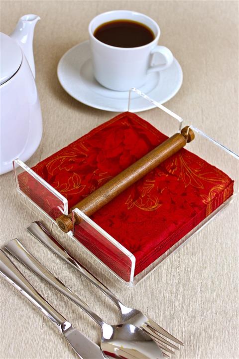 TURKUAZ Pleksi Ahşap Peçetelik Standart Boy