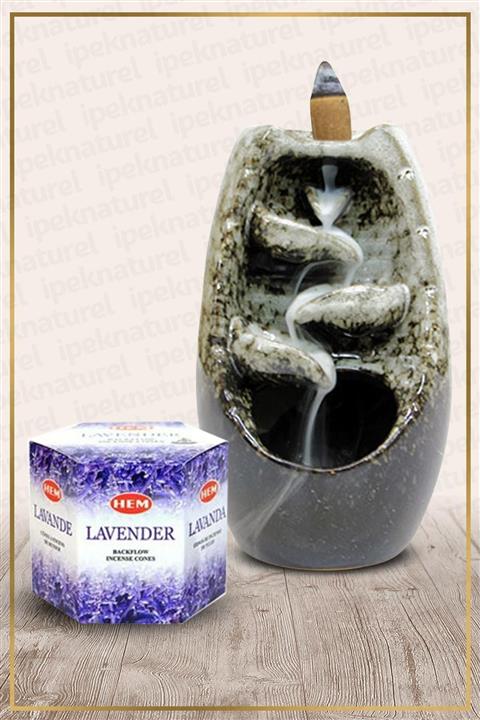 İpek Naturel Geri Akış Şelale Tütsülük ve Lavanta Konik Tütsü 40 Adet