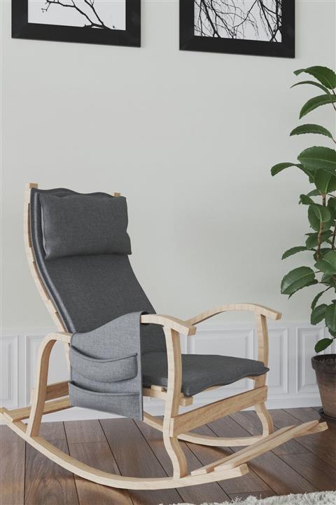 Mobildeco Sultan Ahşap Sallanan Sandalye Füme - Doğal