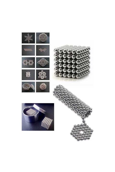 ENİYİSİBİZDE Mıknatıs Bilye Neodyum Neocube Küp 5 Mm Gümüş Stres Bilye 216 Adet