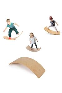 Depolife Çocuk Ahşap Denge Tahtası Balance Board Yoga Egzersiz Spor 50cm X 27cm