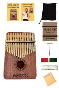 AMORE 17 Tuşlu Maun Kalimba-parmak Piyano-türkçe Kullanım Klavuzu-120 Popüler Şarkı Notası-komple Set