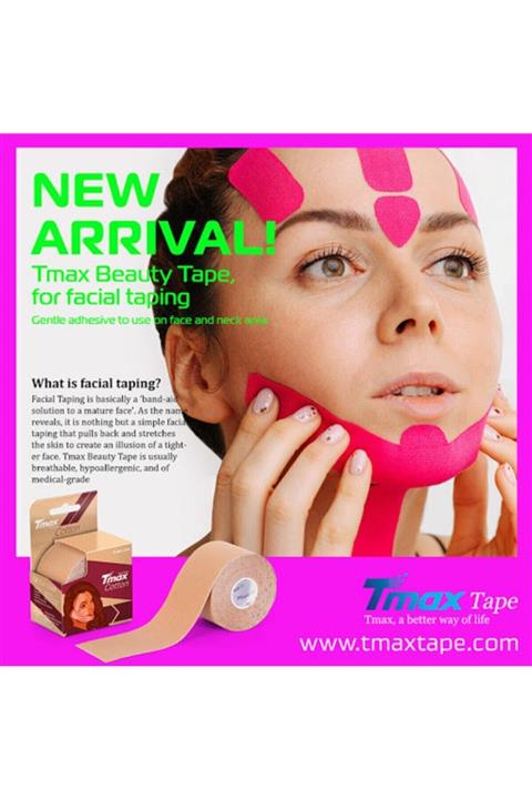 TMAX Tape Beauty Yüz Bölgesi İçin Cotton Kinesio Tape Yüz Yogası Ağrı Sporcu Kinezyo Bandı