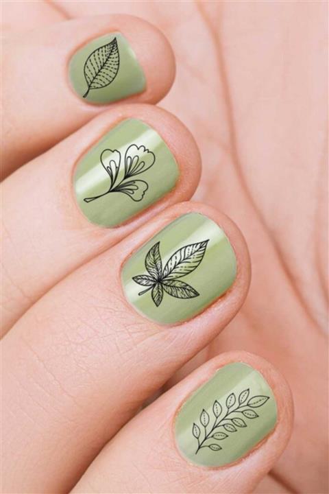 Artikel Yapraklar Tırnak Dövmesi, Tırnak Tattoo, Nail Art, Tırnak Sticker
