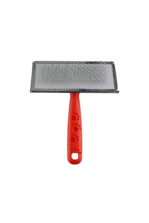 Zampa Silikon Top Başlıklı Kedi Köpek Fırçası L 14x11.5cm Kırmızı