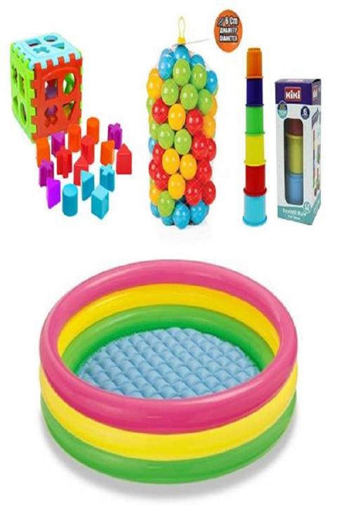 Intex Activeshop Eğitici Bebek Oyuncakları Seti Şişme Havuz 86cm - Top - Bultak - Mini Kule