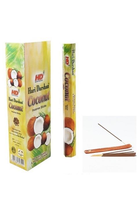 HARİ DARSHAN Coconut Kokusu 20 Adet Çubuk Tütsü 1 Adet Kayık Tütsülük Hediye
