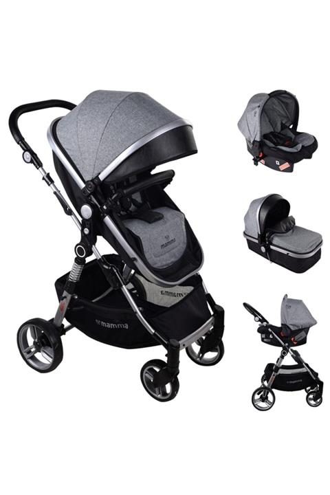 Mamma Lizard Travel Sistem Amortisörlü Bebek Arabası Gri