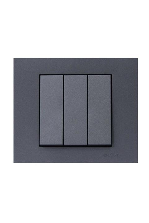 OVİVO Seldur Grano Füme Üçlü Anahtar Çerçeve