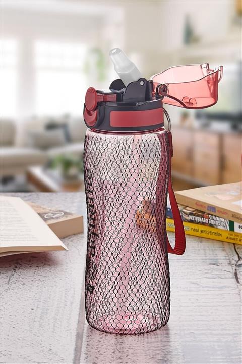 Titiz Plastik Peakgift Titiz Pipetli Rio Su Ve Detoks Su Şişesi Matara Policarbon 750 Ml Kırmızı