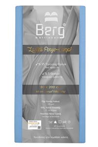 Berg Bettlaken 90x200 35 cm Yükseklik Lastikli Lüks Penye Pamuklu Çarşaf Mavi  Luxury Fitted Sheet Cotton