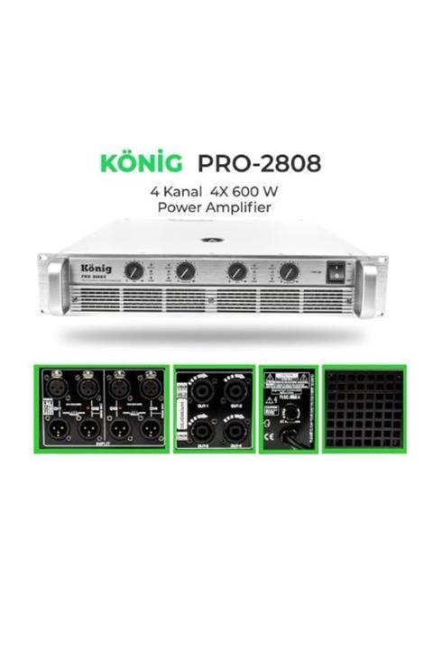 König Pro-2808/s 4 Kanal Power Amfi 4x600 Watt