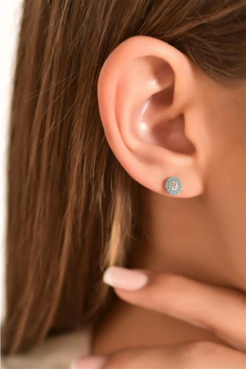 Mai Silver Kadın 925 Pırlanta Montur Firuze Taşlı Küpe