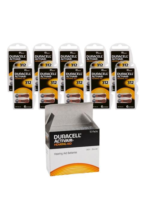 Duracell 312 Numara İşitme Cihazı Pili 10 X 6 Lı Paket 60 Adet Pil Pr41 Kulaklık Pili