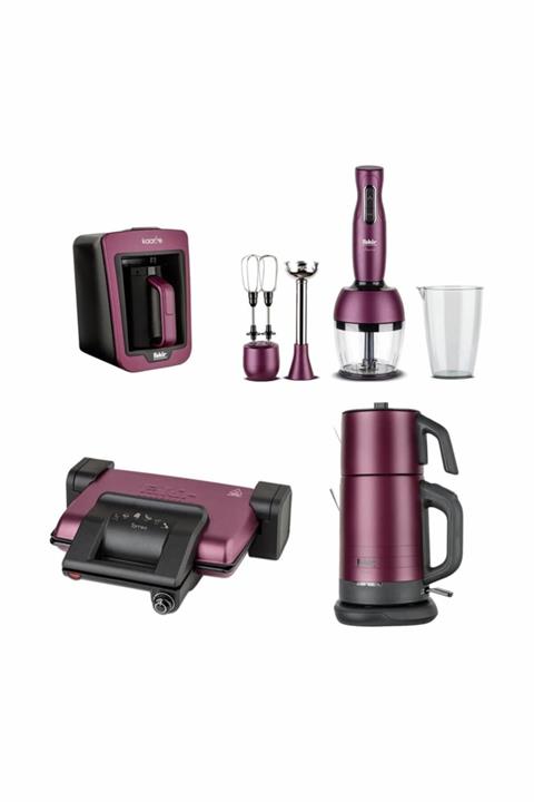 Fakir Violet 4Lü Çeyiz Seti Violet (Çay, Kahve, Tost Makinesi Ve Blender Seti) Mor