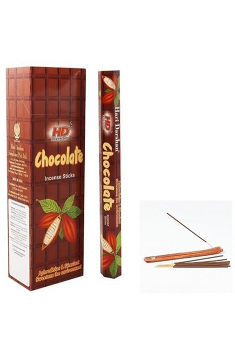 HARİ DARSHAN Chocolate Kokusu 20 Adet Çubuk Tütsü 1 Adet Kayık Tütsülük Hediye