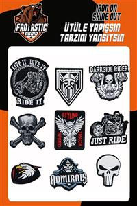 FANTASTIC Ütü Ile Yapışan Dokuma Arma Seti Patch Yama Motorcu Set, Kurukafa Modeli