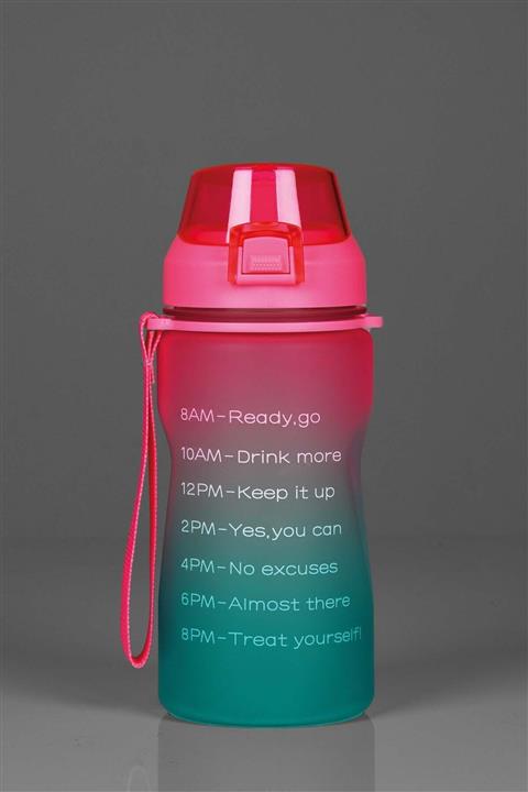 Bottle Work 1.000 ml Motivasyonel Su Matarası Su Şişesi Suluk Pembe-yeşil