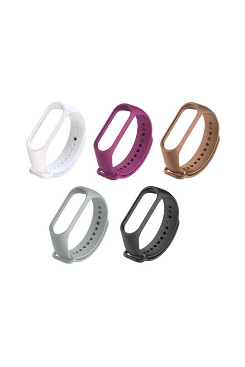 Kılıfreyonum Xiaomi Mi Band 3 4 Uyumlu Silikon Kordon Seti 5 Adet