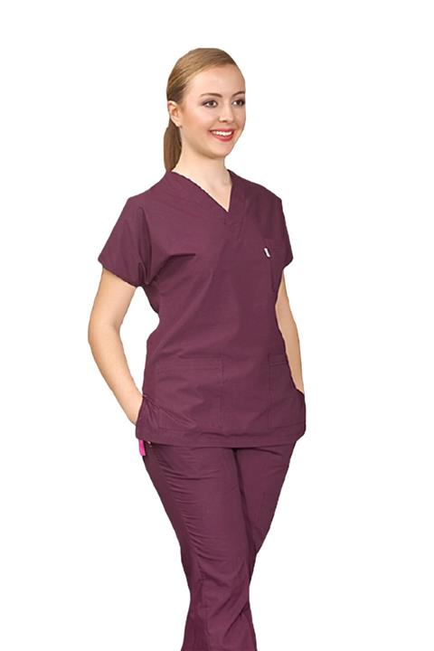 ÇİZGİ MEDİKAL Mürdüm Dr. Greys (Terikoton Ince Kumaş)  Scrubs Cerrahi Takım