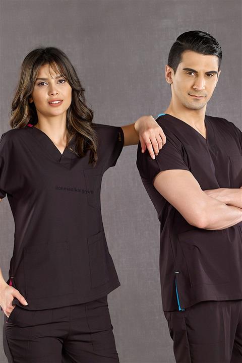 ÇİZGİ MEDİKAL Dr. Greys Modeli Siyah Hemşire Forması