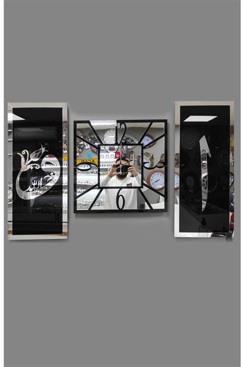 Nasadekorhediyelik Aynalı Pleksi Duvar Saati 2li Tablo