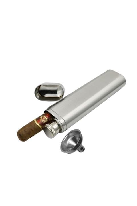 Şahin Çelik 2 Li Kapaklı Puro Kılıfı Ve Içki Matarası Hu32